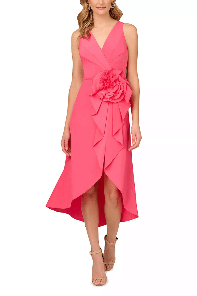 V-Neck Sleeveless Empire Floral Ruffled Mother Of Brides Dress