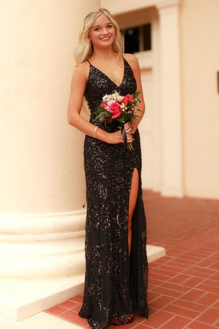 V-Neck Sleeveless Empire Lace Party Prom Dress With Slit