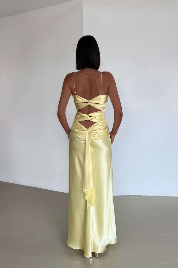 V-Neck Spaghetti Straps Satin A-Line Long Party Prom Dress