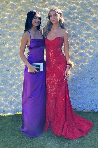 Sweetheart Strapless Open Back Mermaid Lace Party Prom Dress