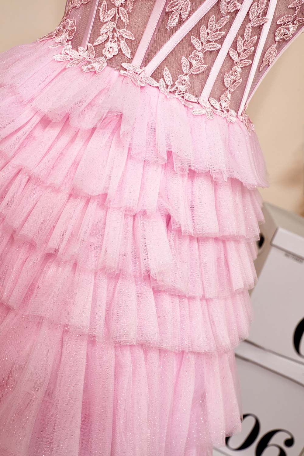 Pink Strapless Appliques A-Line Layers Homecoming Dress