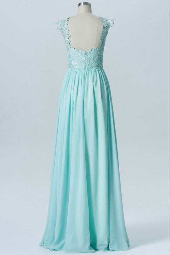 Mint Green Applique Chiffon Bridesmaid Dress