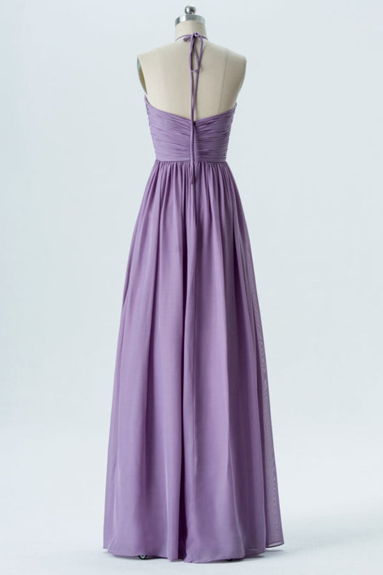 Dusty Purple Halter A-Line Bridesmaid Dress