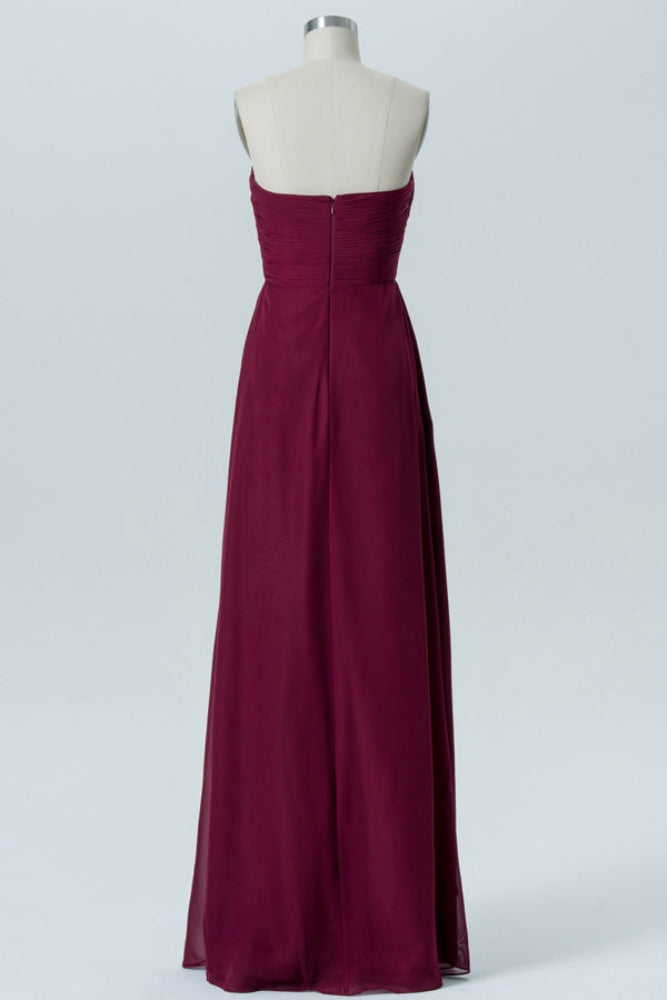 Mulberry Strapless Ruffle Long Bridesmaid Dress