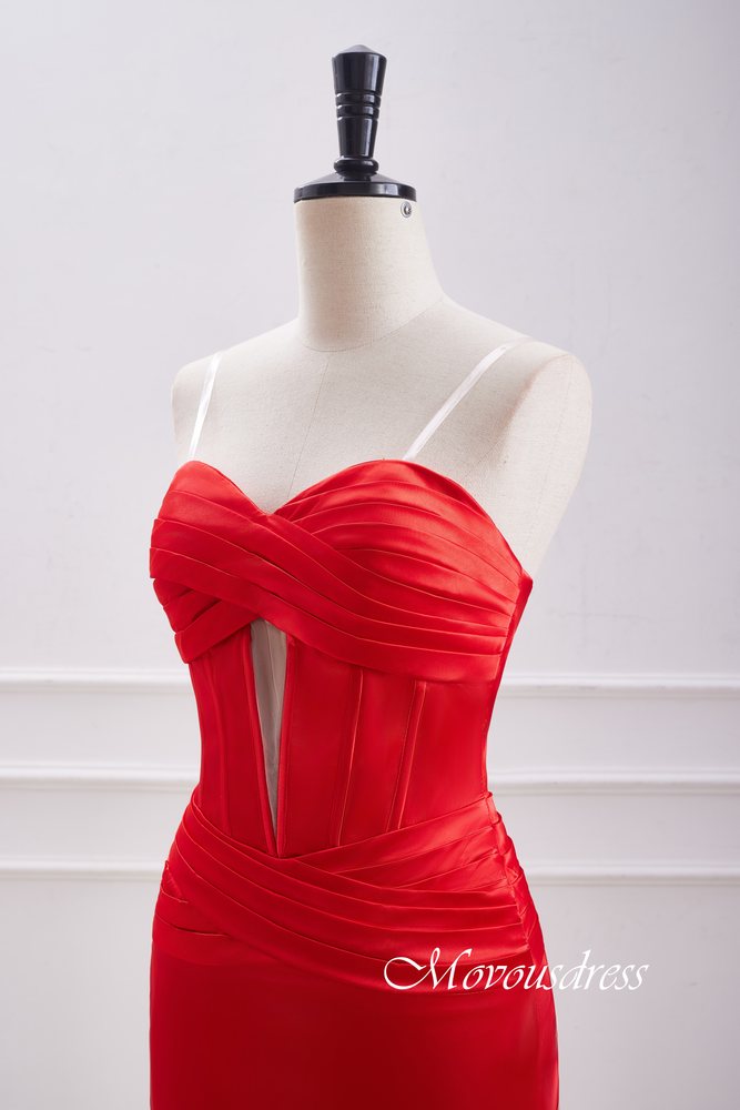 Strapless Red Satin Keyhole Tight Homecoming Dress