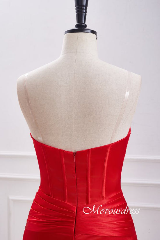 Strapless Red Satin Keyhole Tight Homecoming Dress