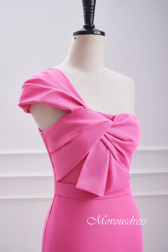 Hot Pink One Shoulder Twist Knot Bodycon Homecoming Dress