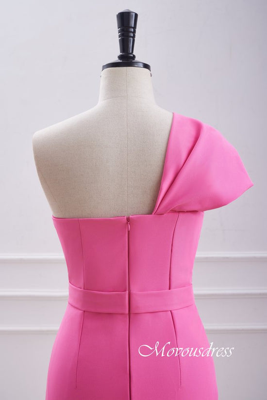 Hot Pink One Shoulder Twist Knot Bodycon Homecoming Dress