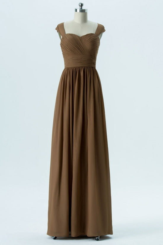 Brown Straps Corset Chiffon Bridesmaid Dress