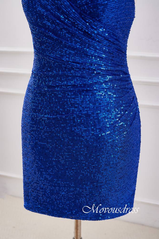 Royal Blue V-Neck Sequin Bodycon Homecoming Dress