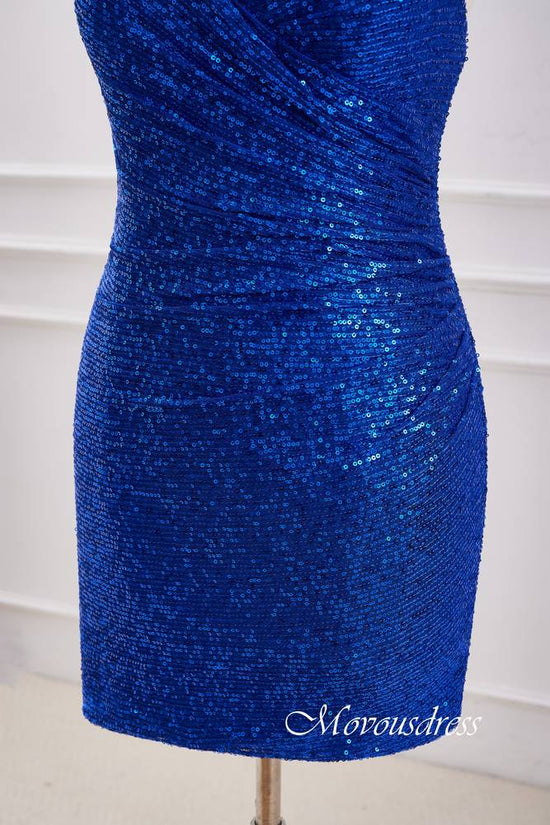 Royal Blue V-Neck Sequin Bodycon Homecoming Dress