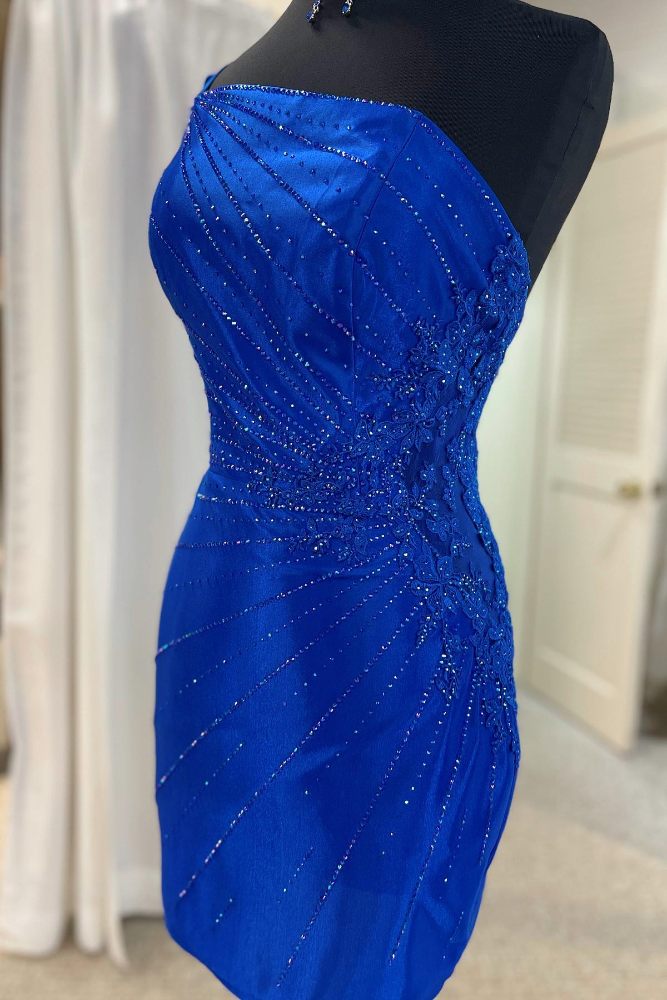 Asymmetrical Royal Blue One Shoulder Homecoming Dress