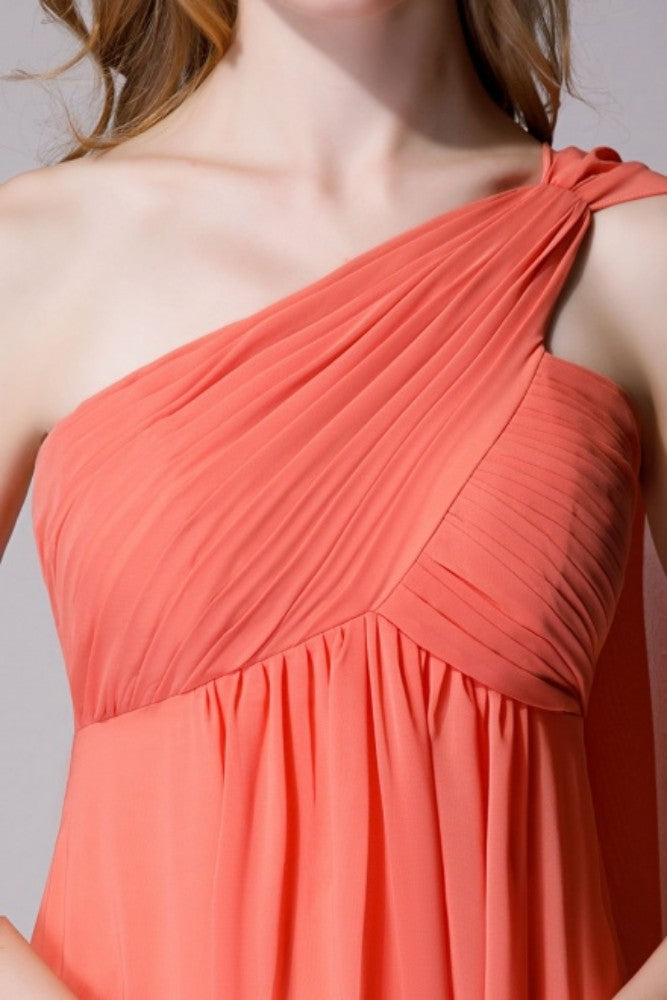 Coral One Shoulder A-Line Short Bridesmaid Dress