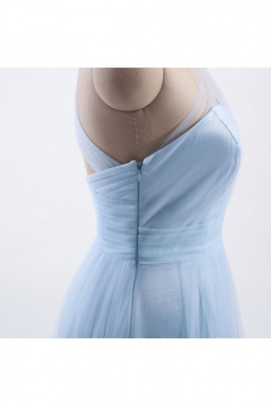 Ice Blue One Shoulder Tulle Bridesmaid Dress