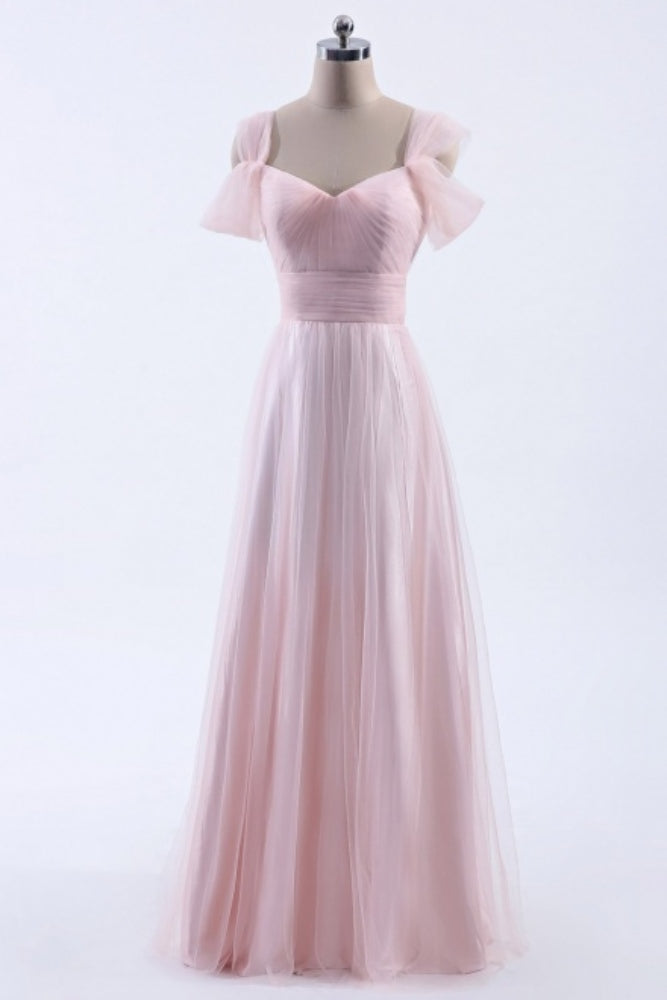 Pink Off the Shoulder A-Line Bridesmaid Dress