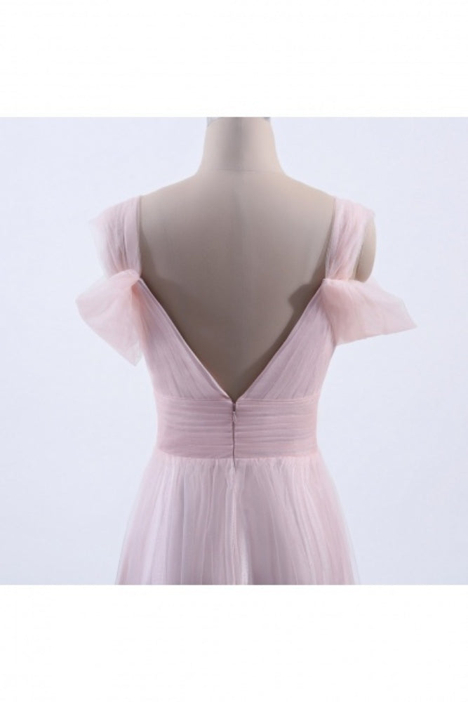 Pink Off the Shoulder A-Line Bridesmaid Dress