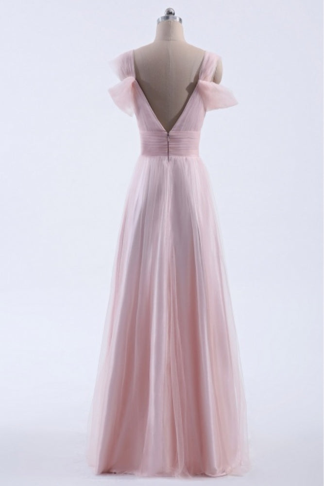 Pink Off the Shoulder A-Line Bridesmaid Dress