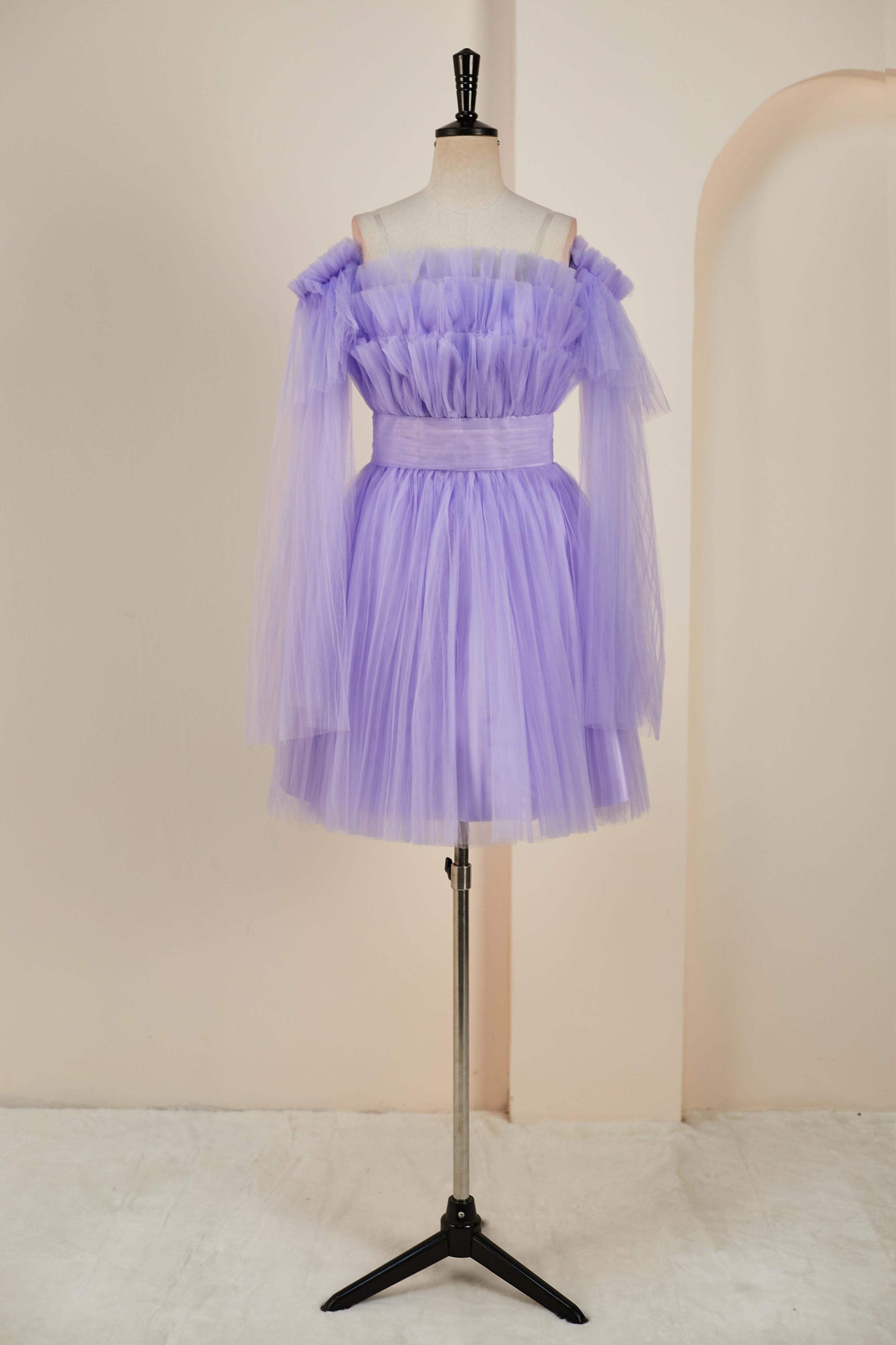 Strapless Lavender A-line Detachable Sleeves Homecoming Dress