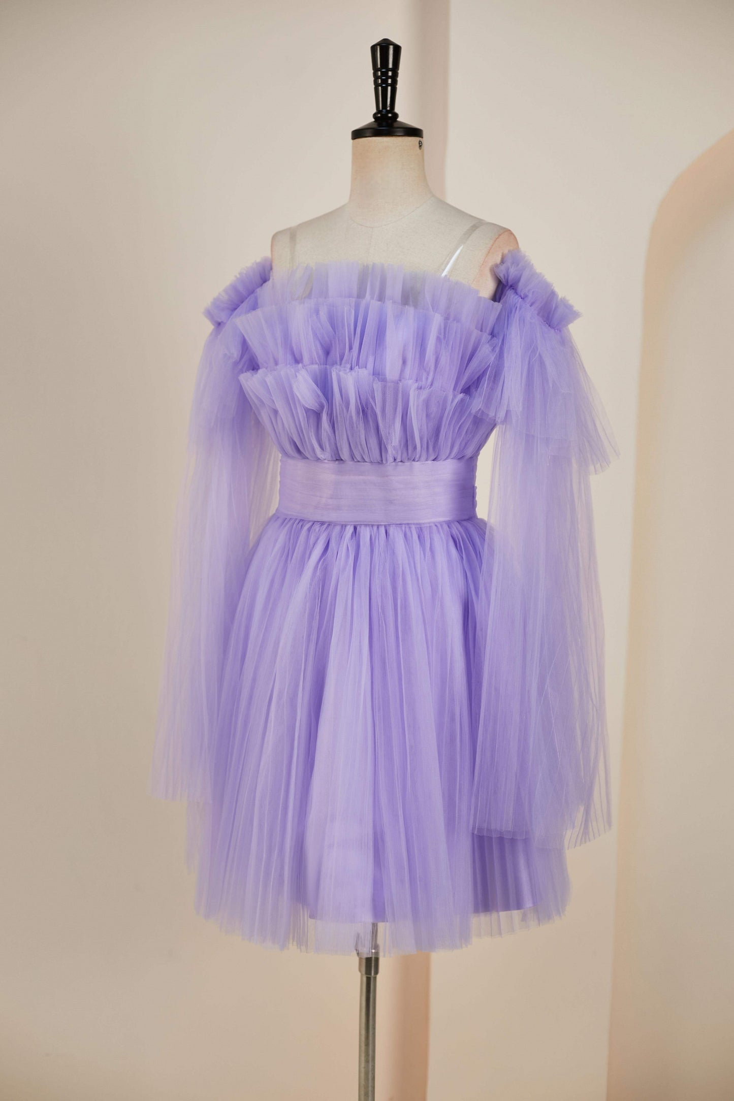 Strapless Lavender A-line Detachable Sleeves Homecoming Dress