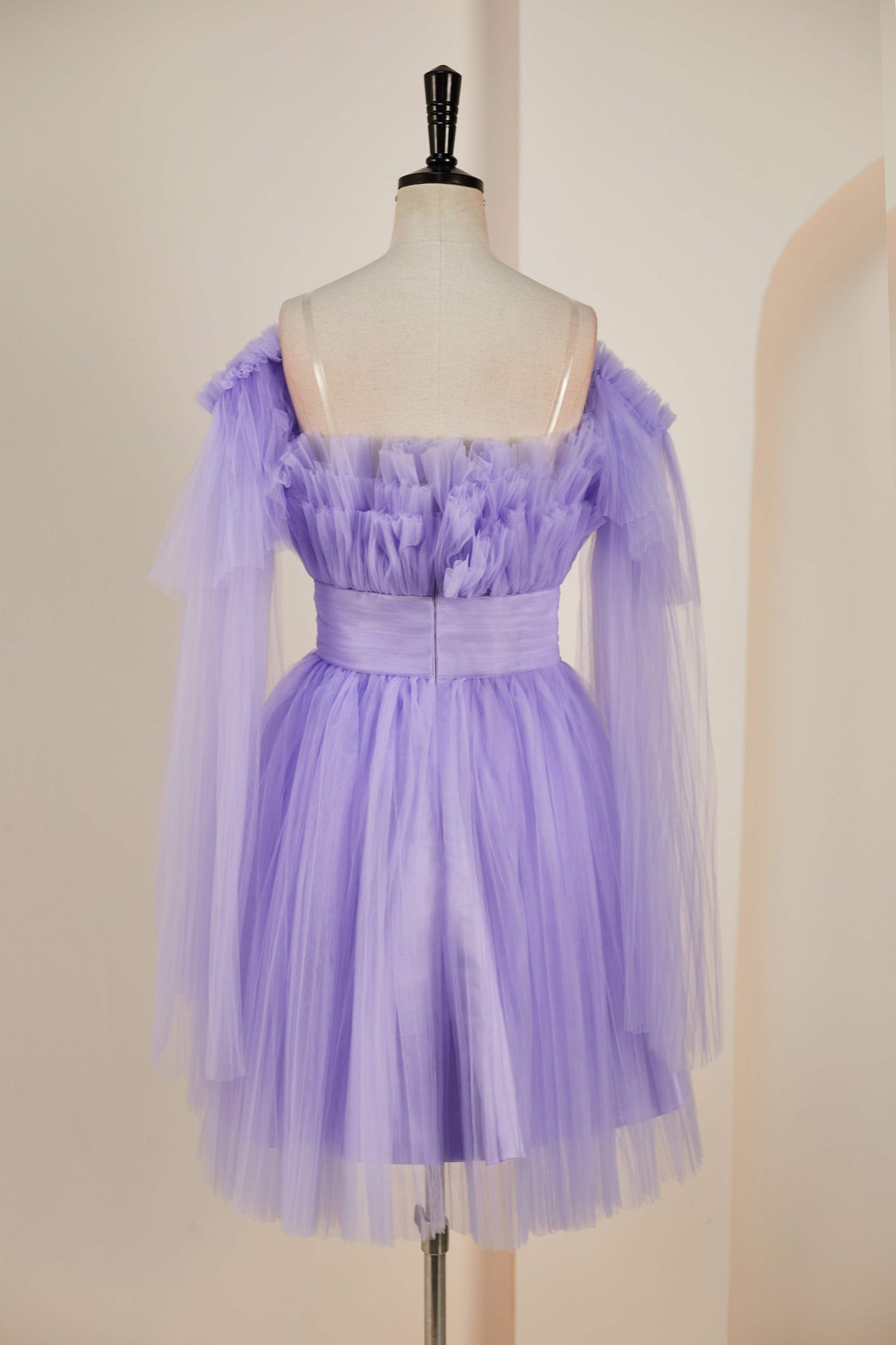 Strapless Lavender A-line Detachable Sleeves Homecoming Dress