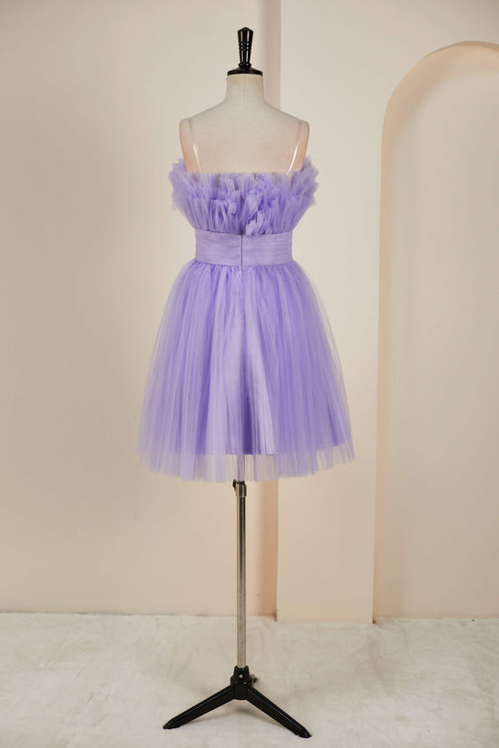 Strapless Lavender A-line Detachable Sleeves Homecoming Dress