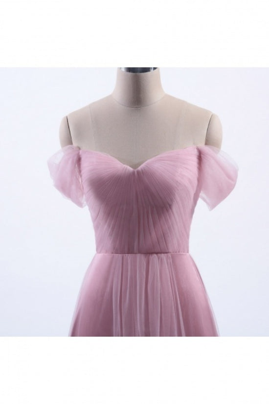 Dusty Pink Off the Shoulder A-Line Bridesmaid Dress