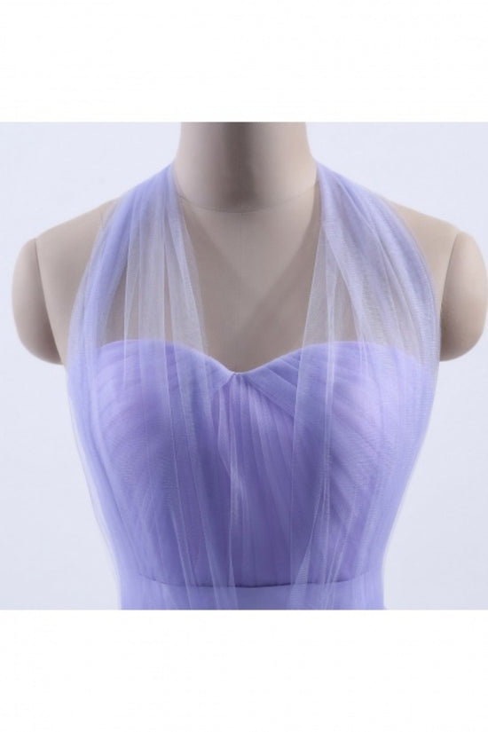 Lavender One Shoulder Bridesmaid Dress with Tulle Bow