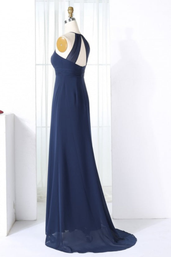 Dark Navy Halter Mermaid Bridesmaid Dress