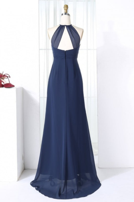 Dark Navy Halter Mermaid Bridesmaid Dress