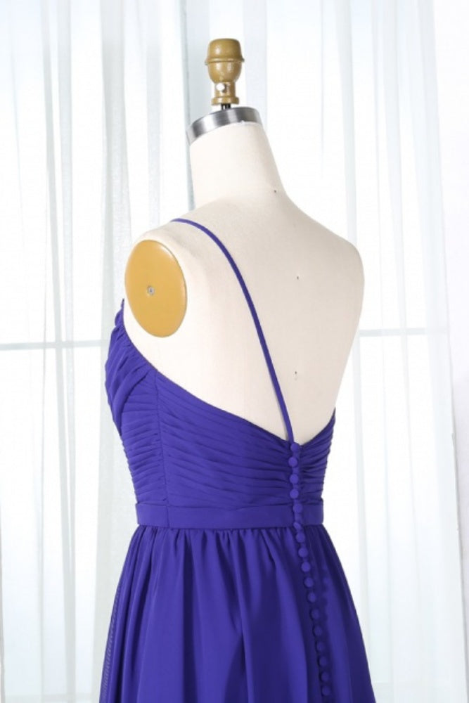 Purple One Shoulder Long Bridesmaid Dress