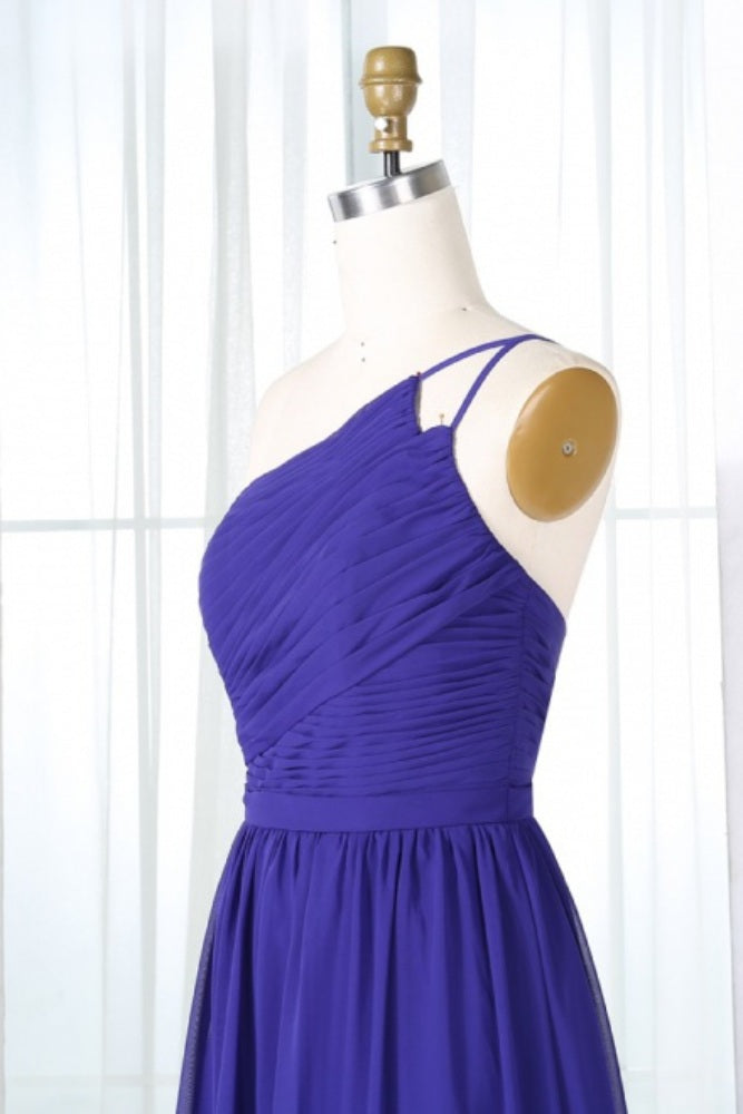 Purple One Shoulder Long Bridesmaid Dress