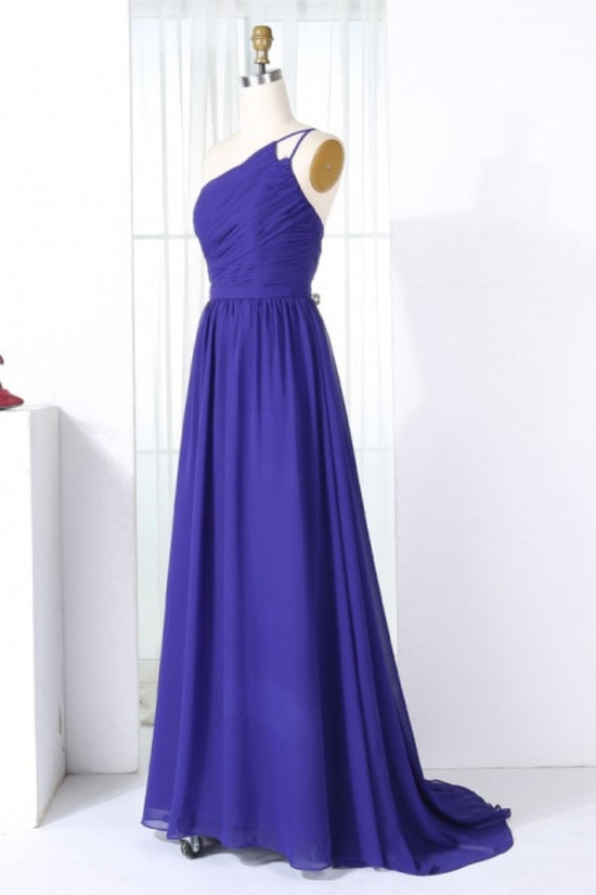 Purple One Shoulder Long Bridesmaid Dress