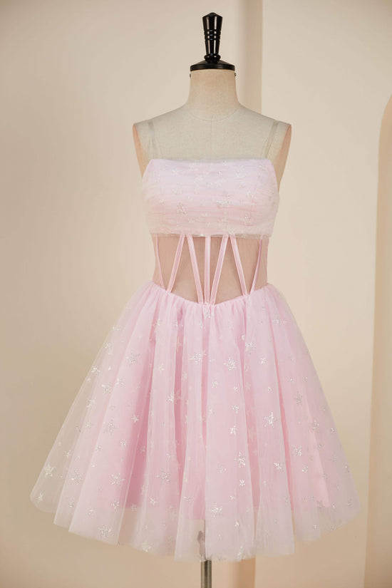 Strapless A-line Pink Detachable Sleeves Homecoming Dress