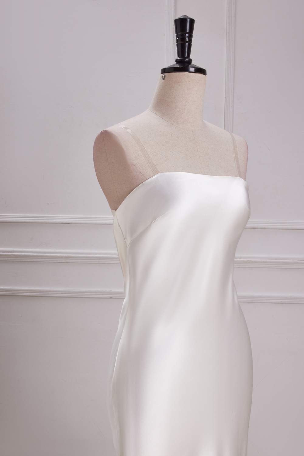 Strapless White Satin Long Mermaid Bridesmaid Dress