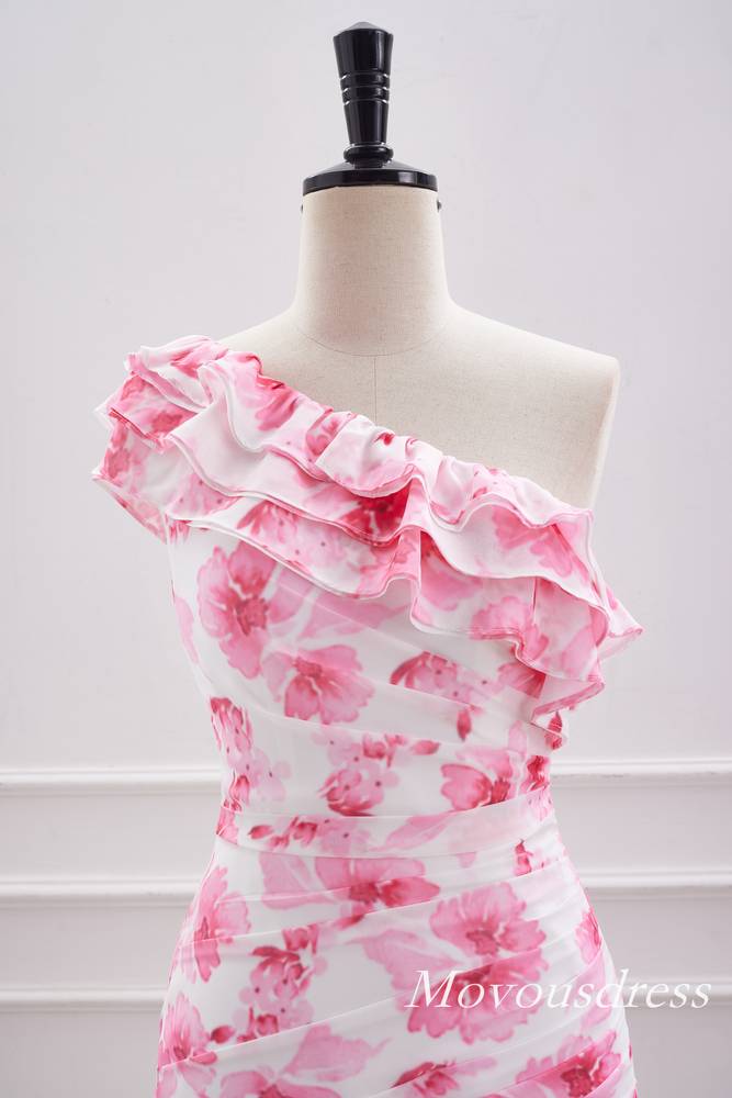 Pink V-Neck Tiered A-Line Homecoming Dress with Bow Tie