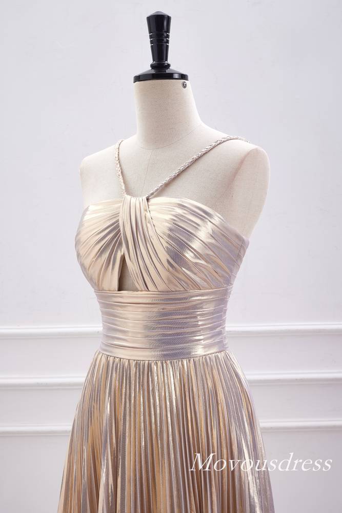 Champagne Metallic Keyhole A-Line Homecoming Dress