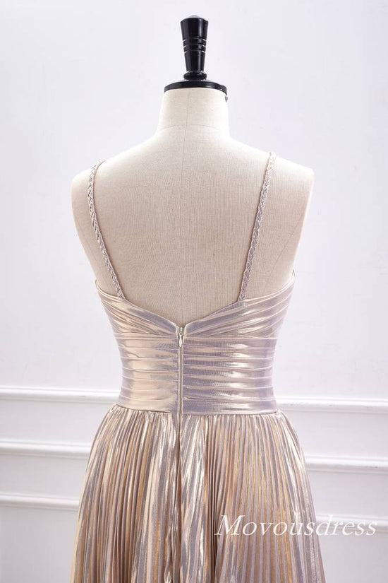 Champagne Metallic Keyhole A-Line Homecoming Dress