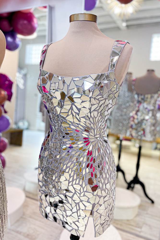 Square Neck Mirror-Cut Sequin Bodycon Homecoming Dress