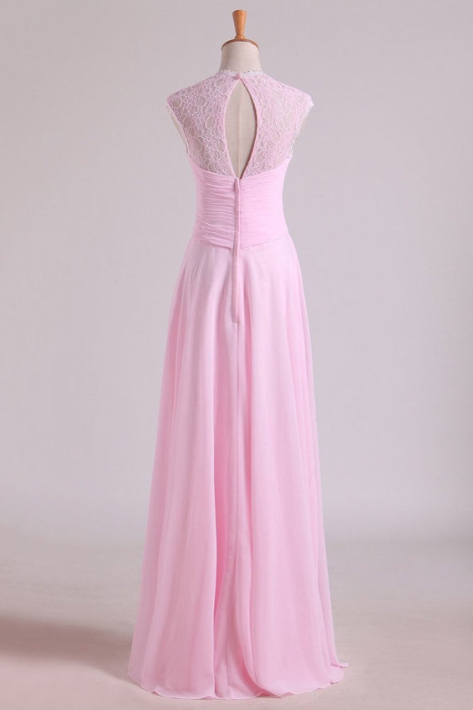 Pink Twist Knot Chiffon Bridesmaid Dress with Lace Back