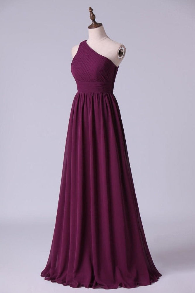 Magenta One-Shoulder A-Line Bridesmaid Dress