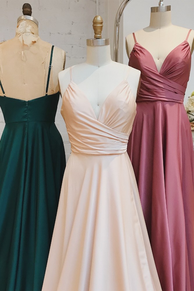 Light Champagne Straps  A-Line Bridesmaid Dress