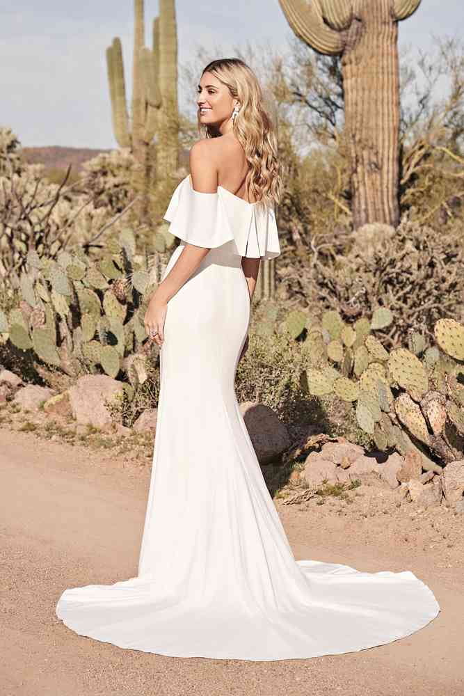 Sexy Satin Trumpet Off-Shoulder With Train Wedding Dress