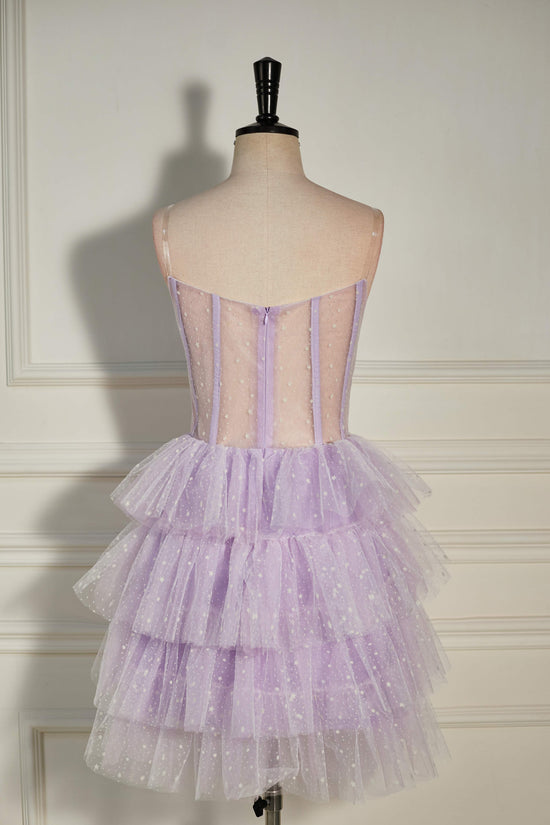 Strapless Lavender  Multi-Layers Tulle Homecoming Dress