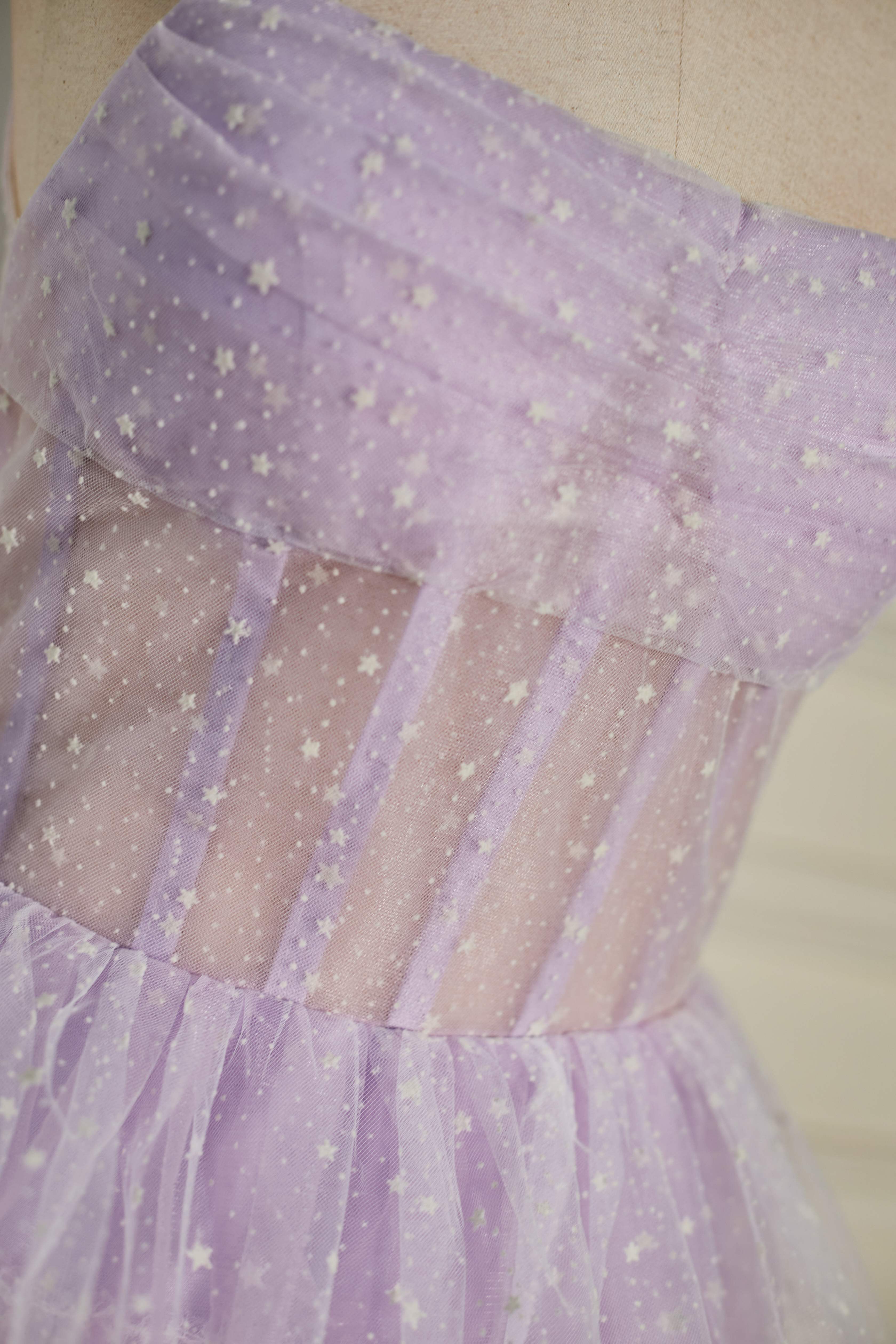 Strapless Lavender  Multi-Layers Tulle Homecoming Dress