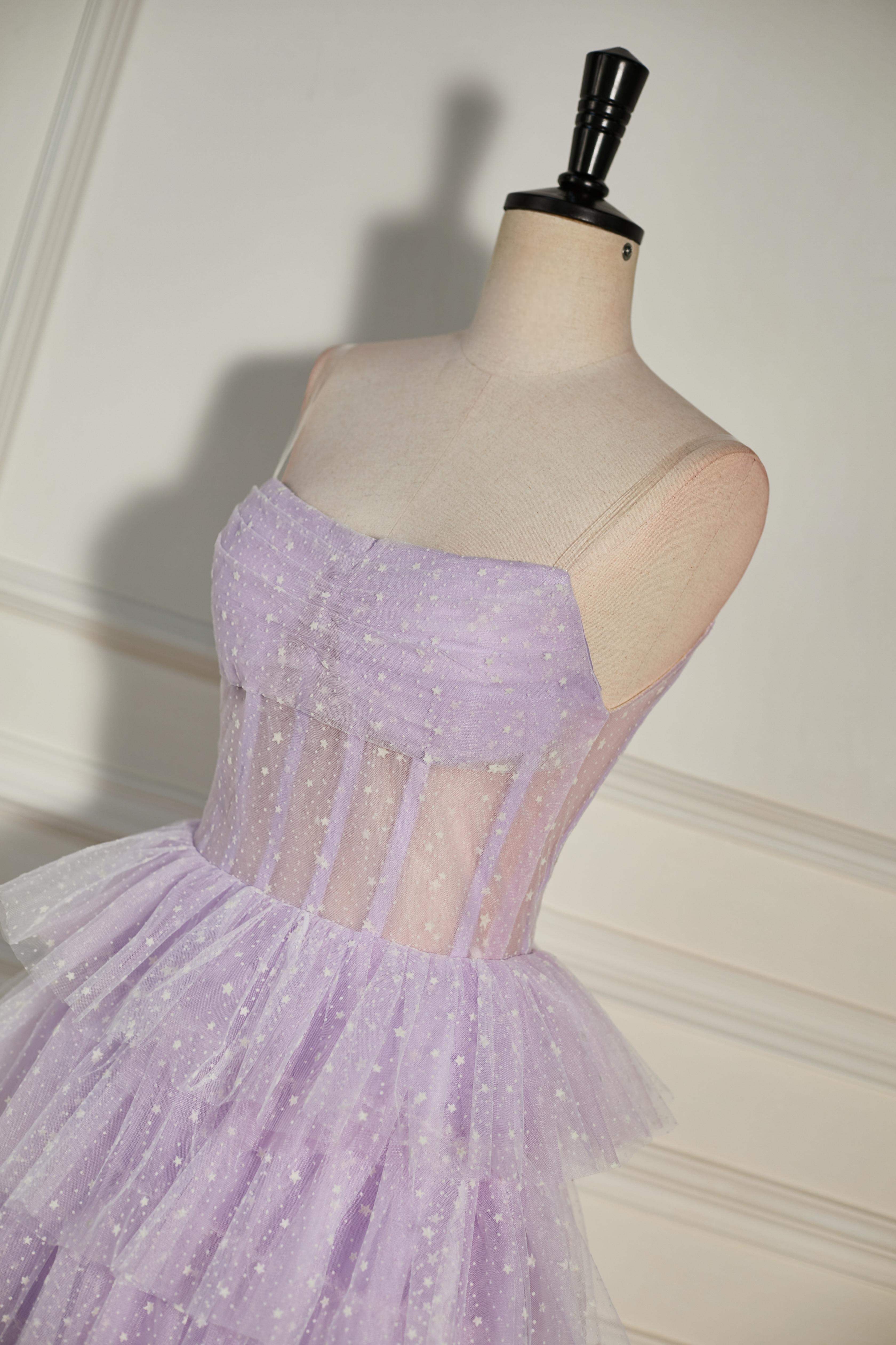 Strapless Lavender  Multi-Layers Tulle Homecoming Dress