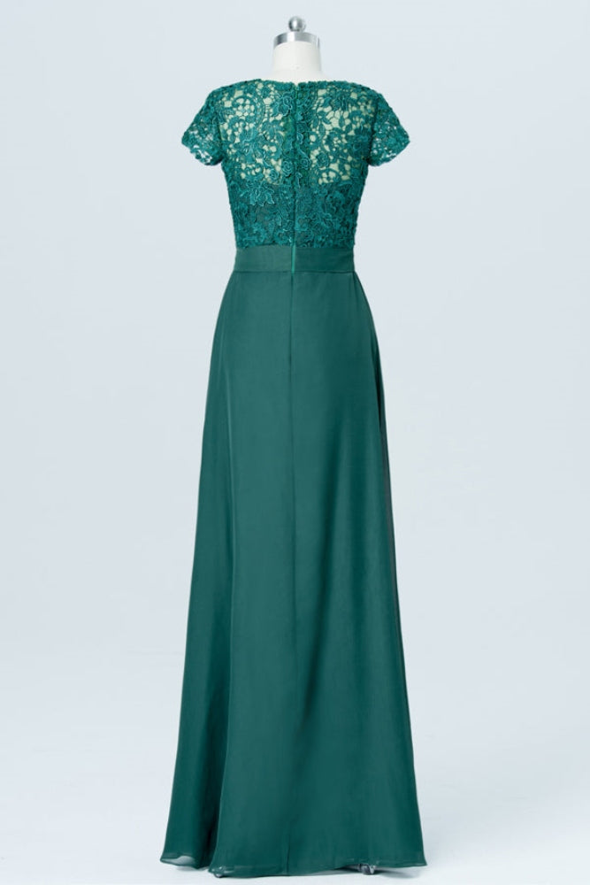 Emerald Green Applique Long Bridesmaid Dress