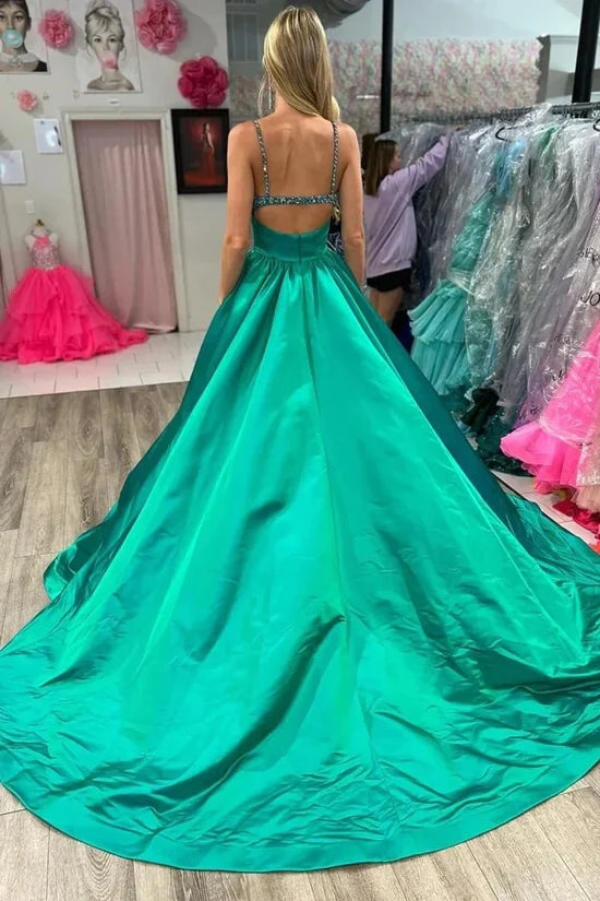 A-Line Beaded Sleeveless Backless Party Prom Dress Movousdress A-Line Beaded Sleeveless Backless Party Prom Dress Movousdress