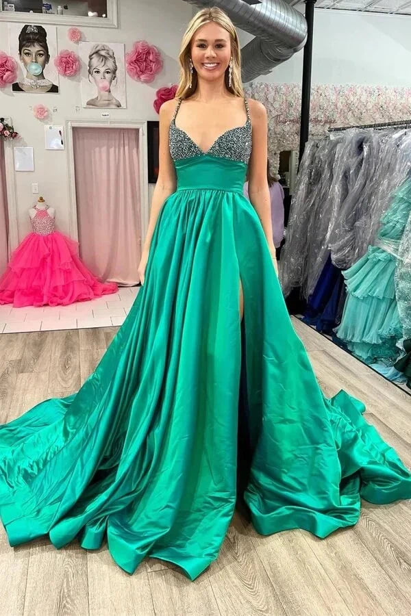 A-Line Beaded Sleeveless Backless Party Prom Dress Movousdress A-Line Beaded Sleeveless Backless Party Prom Dress Movousdress