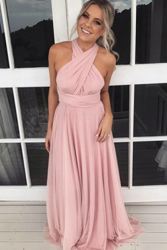 Elegant A-Line Halter Sleeveless Empire Satin Bridesmaid Dress