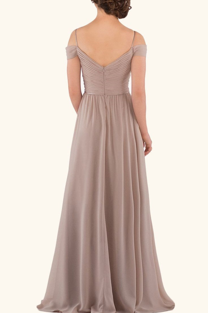 Elegant A-Line Off-Shoulder Empire Chiffon Summer Bridesmaid Dress